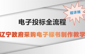 辽宁省政府采购电子投标流程、电子标书制作教学