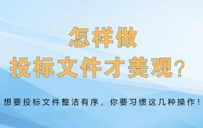 想要投标文件整洁有序，你要习惯这几种操作！
