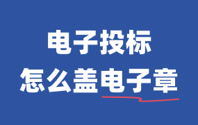 电子投标怎么盖电子章？电子投标盖章操作流程